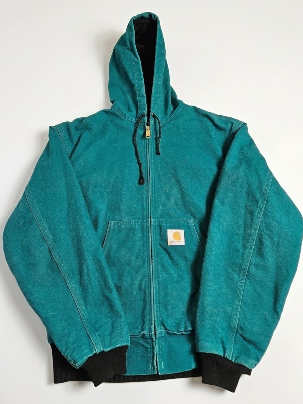 Vintage 1996 Carhartt JR132 Teal Thermal Lined Duck Active Jacket Medium